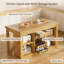 Îlot de cuisine avec rangement Viviwood, îlot de bar avec support à vin, chêne