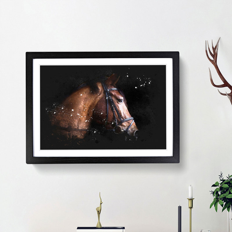 Horse Portrait - Picture Frame Graphic Art Print, 45cm H x 63cm W x 2cm D, Black Framed