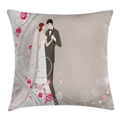 Wedding Ceremony Bride Groom Square Pillow Cover