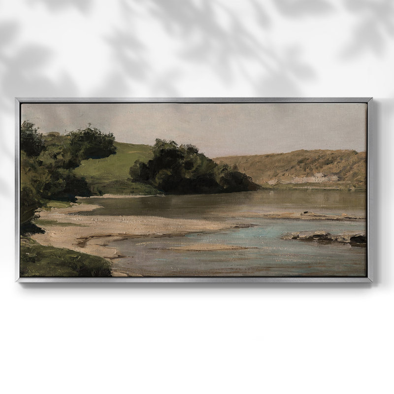 Série paysage - MCxxviii - Toile tendue avec châssis encadré - Prêt à être accroché, Argent argent, H 17 po x l 33 po