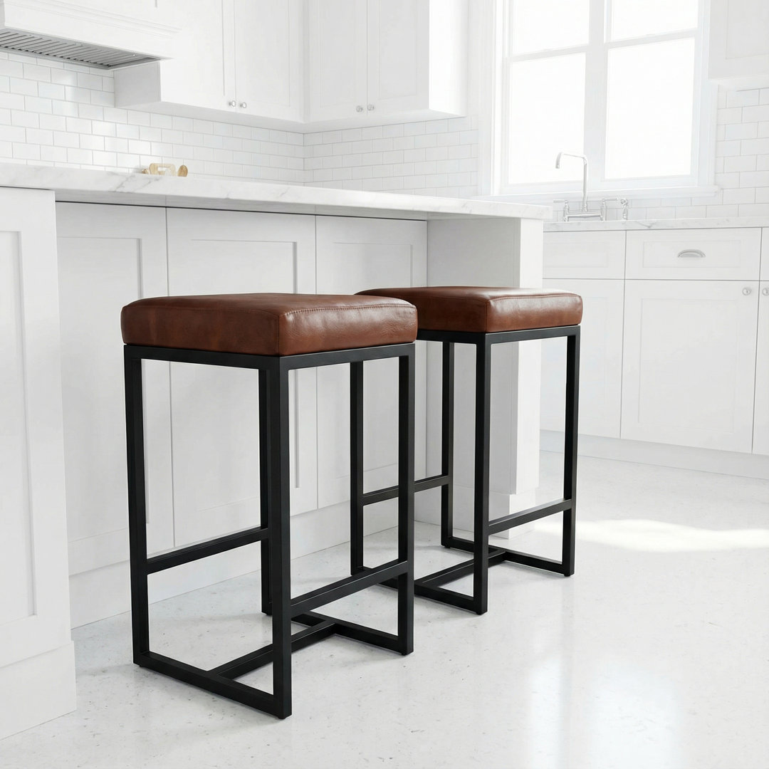 Beija Upholstered Counter Stool with Metal Frame 17 Stories