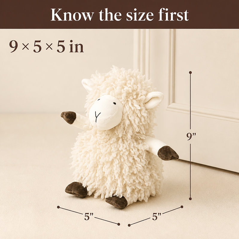 Butoir de porte décoratif en mouton, 2,3 lb, écru