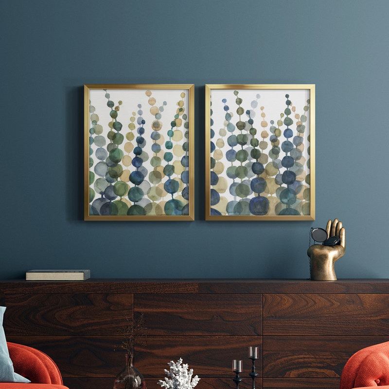 «Pompom Botanical I», toile encadrée de qualité supérieure - prête à être accrochée, H 16 po x l 38 po x P 1,5 po