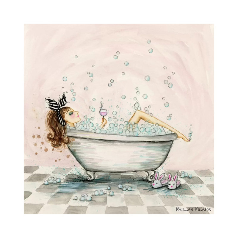 Pamper Yourself Bubble Bath by Bella Pilar - Painting on Canvas, 66.04 cm H x 66.04 cm W x 1.91 cm D, Wrapped Canvas