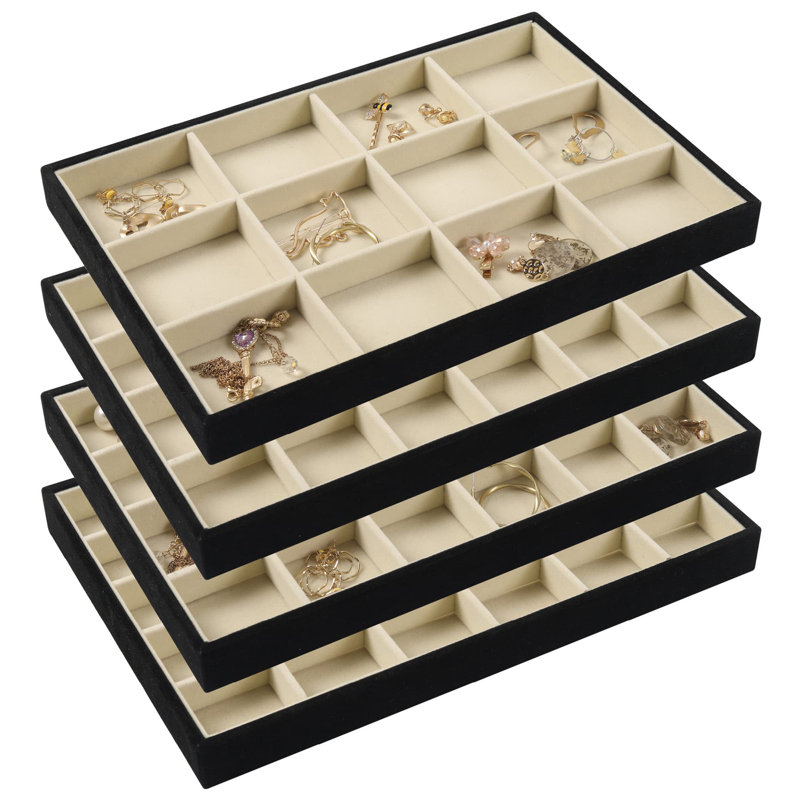 Ensemble de 4 plateaux de bijoux empilables