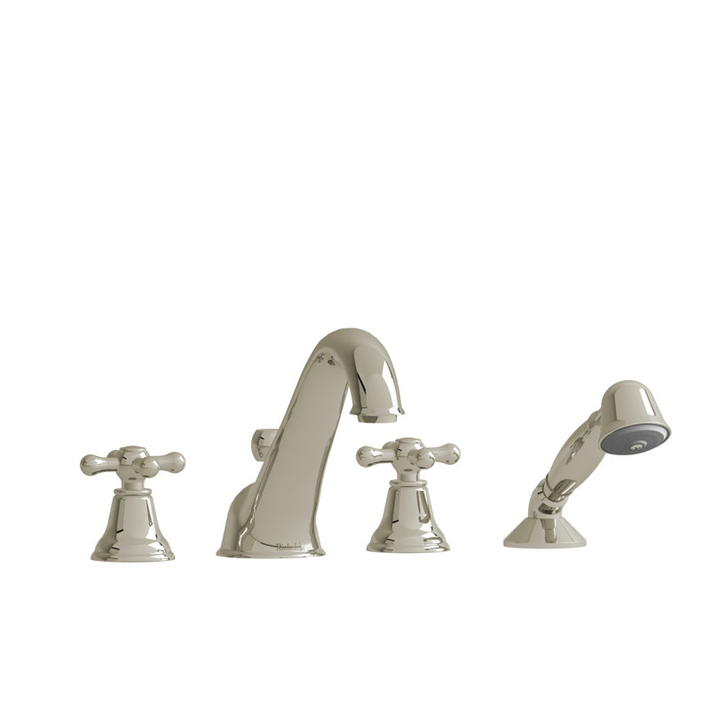 Classic™  4-Hole Deck Mount Tub Filler, Polished Nickel, Cross Handle