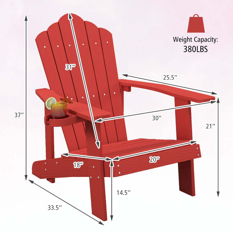 Chaise Adirondack en plastique Gumbert, Rouge