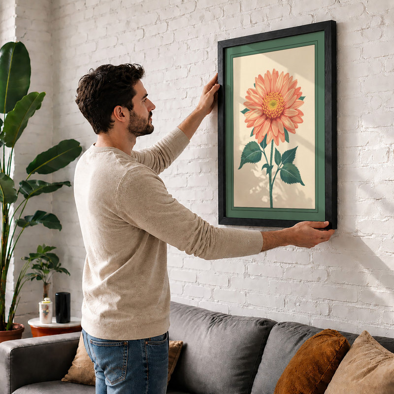 Single Gerbera Specimen Botanical - Print, Oak, A4 - 29.7 x 21.0 cm