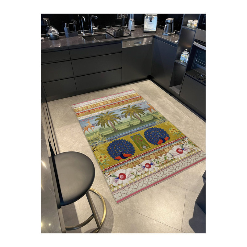 Tropical Forest Themed Multicolor Tree Patterned Creative Modern Decorative Rug, Runner 3'3" x 9'10" Rug Pad Included