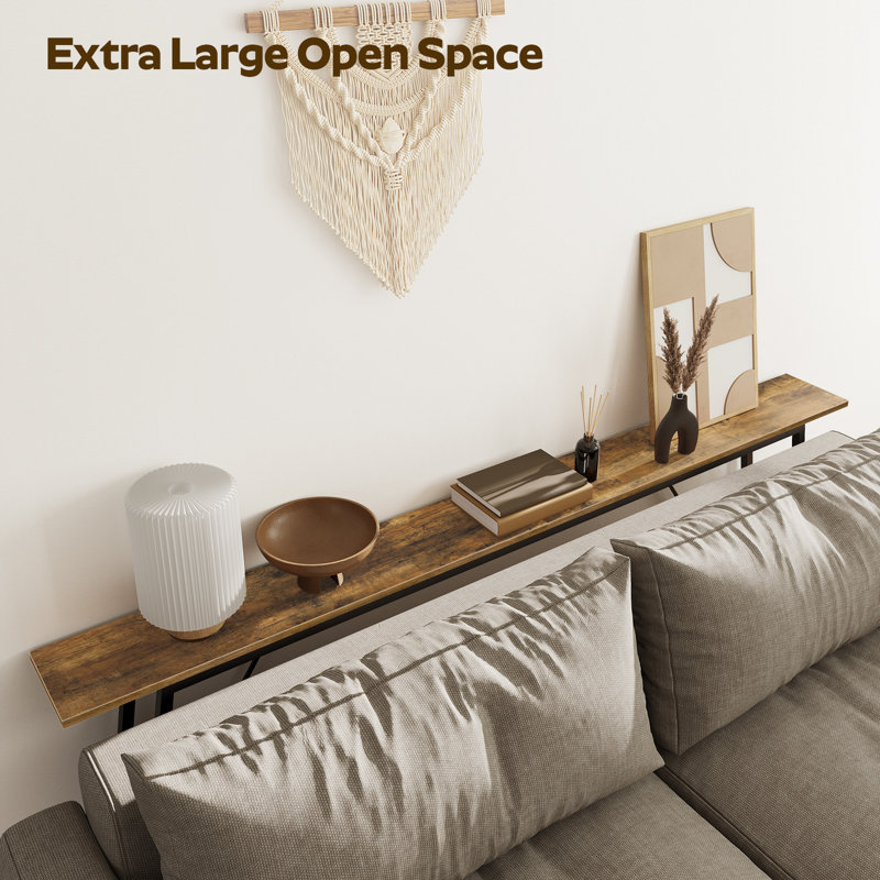 Gullion Narrow Console Table Behind Couch Narrow Entryway Table, 32" H x 71" W x 7" D, Rustic Brown