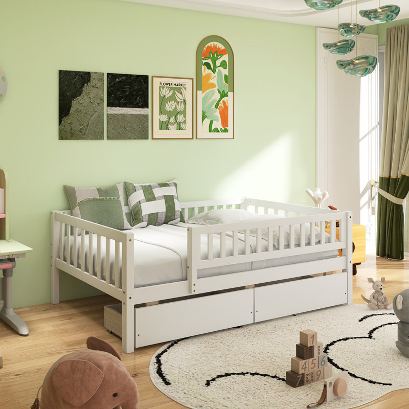 Daybed Wood Bed With Two Drawers, Full, White