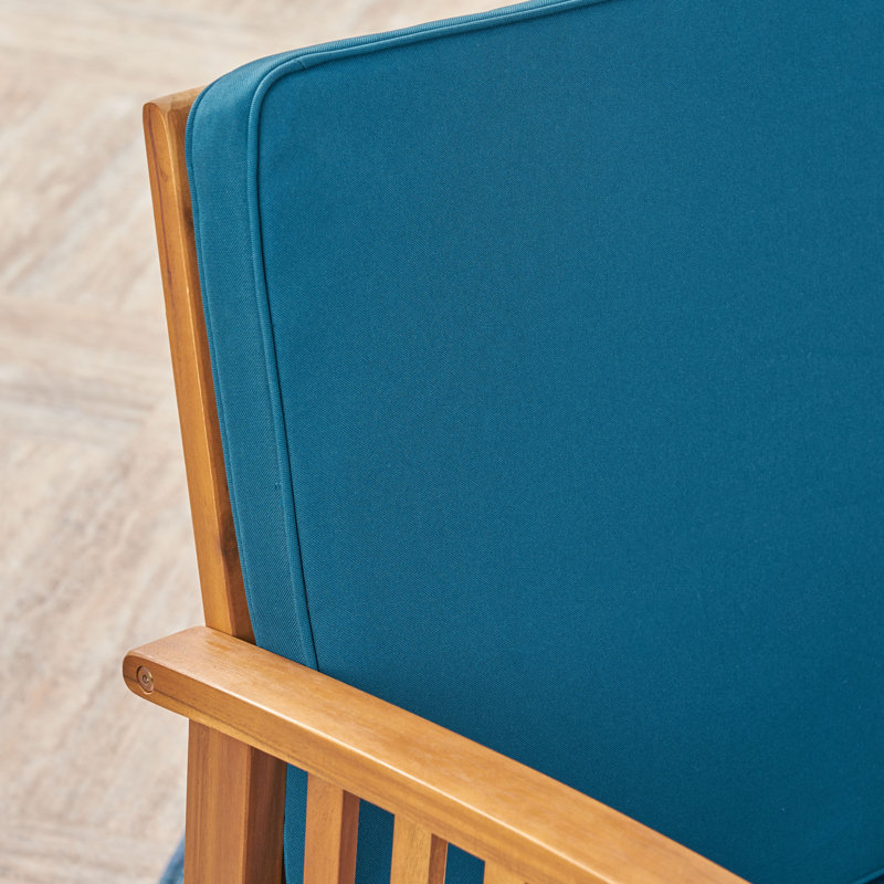 Ensemble de conversation 5 pièces, Structure brune patine / coussin bleu sarcelle fon