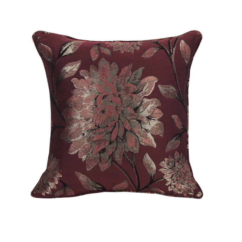 Christoval Floral Square Cushion, Red