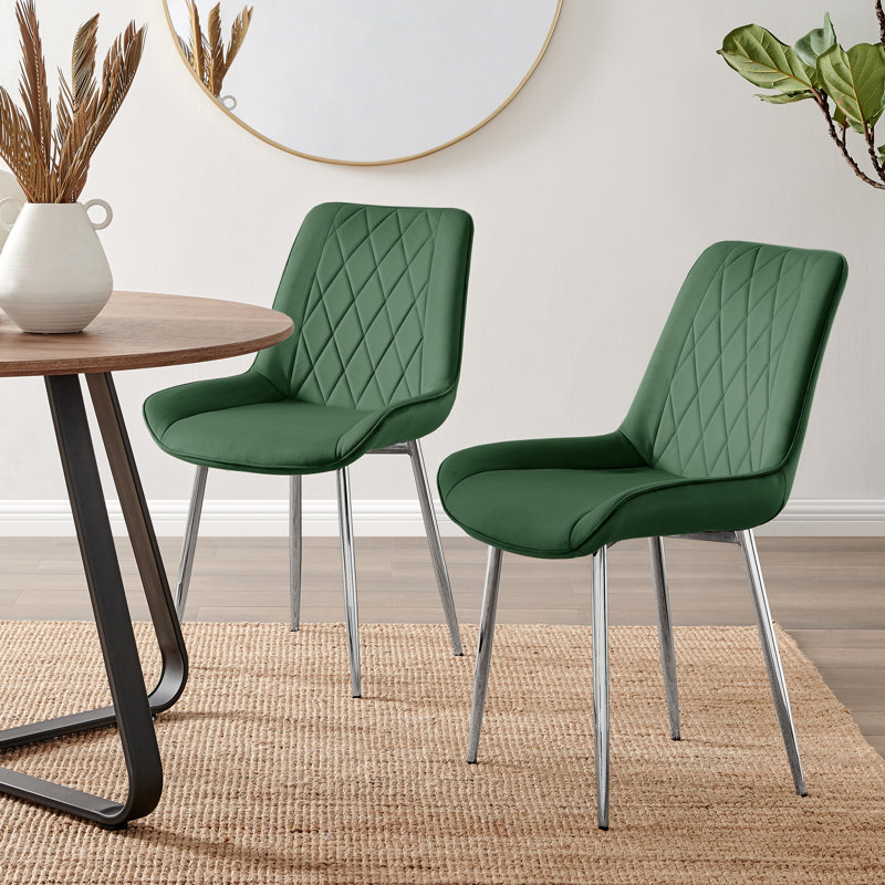 Chaises de salle à manger Simsbury, Vert, Argent argent