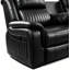Ensemble de 2 fauteuils inclinables en similicuir brun foncé avec console centrale et porte-gobelets + causeuse entièrement assemblés-671488577