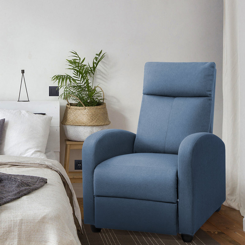 Upholstered Massage Chair, Blue Linen Blend