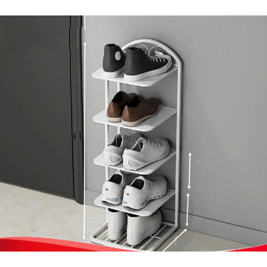 General Shoe Rack Outside The Door Iron Shoes Shelf Simple Door Household Multi-Layer Dustproof Narrow Storage Rebrilliant Finish: Black