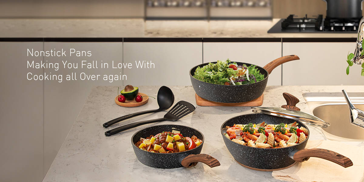 12 Piece Granite Black Nonstick kitchen Cookware Induction Pots and Pans Set