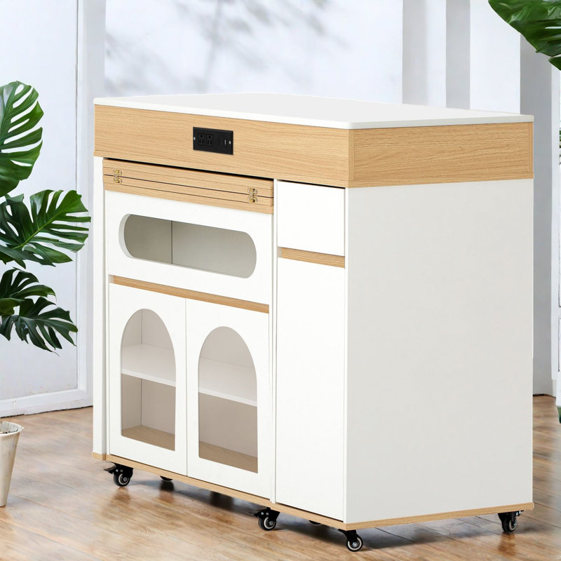Table de salle à manger extensible avec rangement, MDF et acier, Modern Kitchen Essential