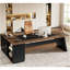 Bureau de direction en L 78,7 po avec classeur et tiroirs, grand poste de travail d'ordinateur moderne avec tablettes de rangement, noyer clair -885608620
