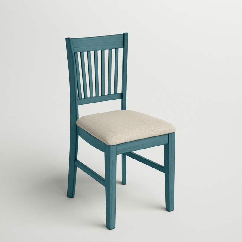 Barna 19'' H Upholstered Acacia Side Chair, Antique Blue