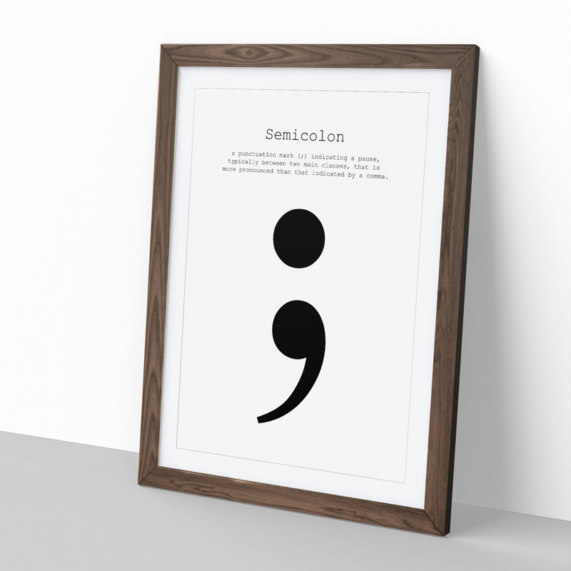 Semicolon - Picture Frame Typography, 65cm H x 48cm W x 2cm D, Walnut