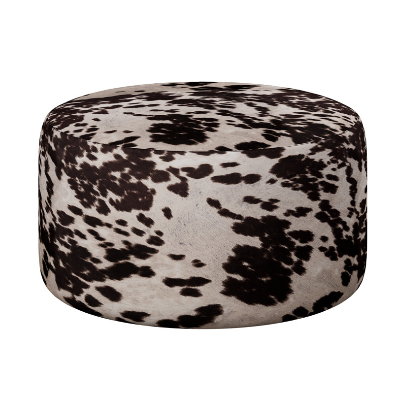 Round Cocktail Ottoman, Cow Print