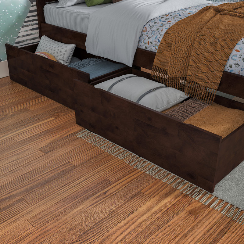 Tiroirs de rangement sous le lit Rasnick, Espresso, Simple / Double