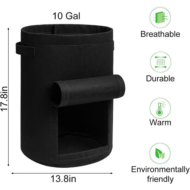 Potato Grow Bags With Flap 10 Gallon, 4 Pack Planter Pot With Ha...