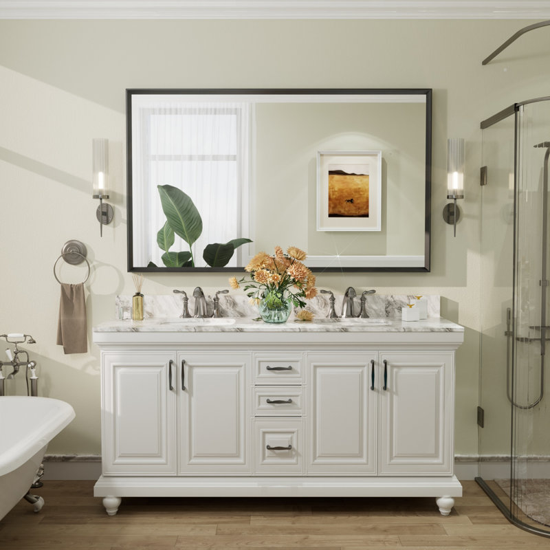 Miroir mural Amara, 60 po x 36 po, Matte Black