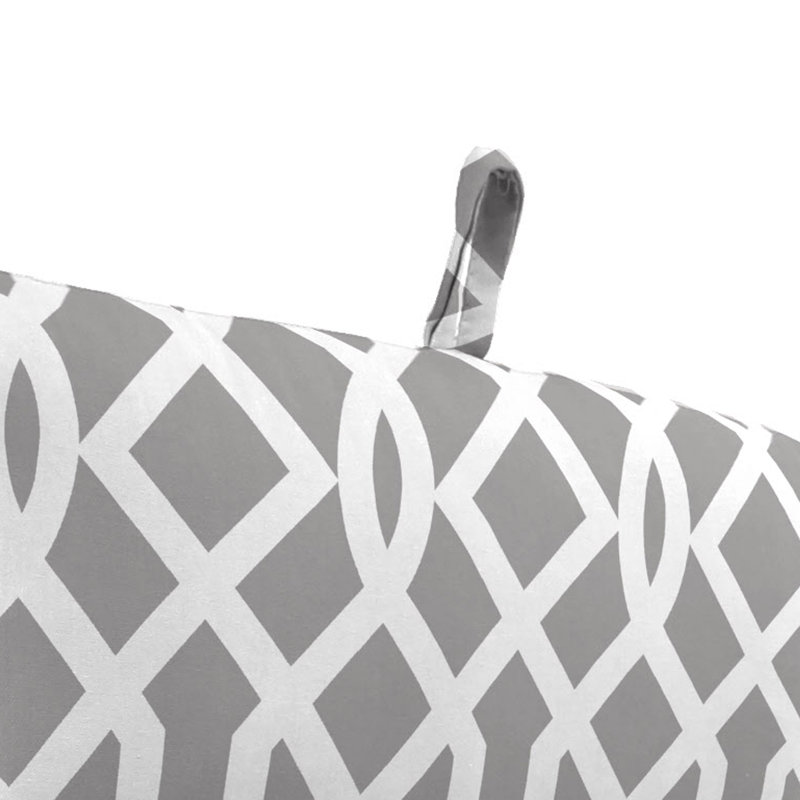 22" x 44" Outdoor Chair Cushion with Ties and Loop, Gray/White/Geometric