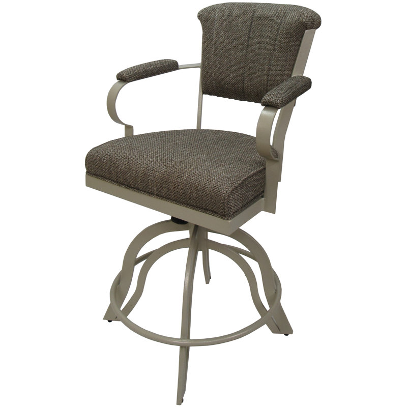 Raddie Swivel Metal Bar Stool 30" Seat, Beige, Brown
