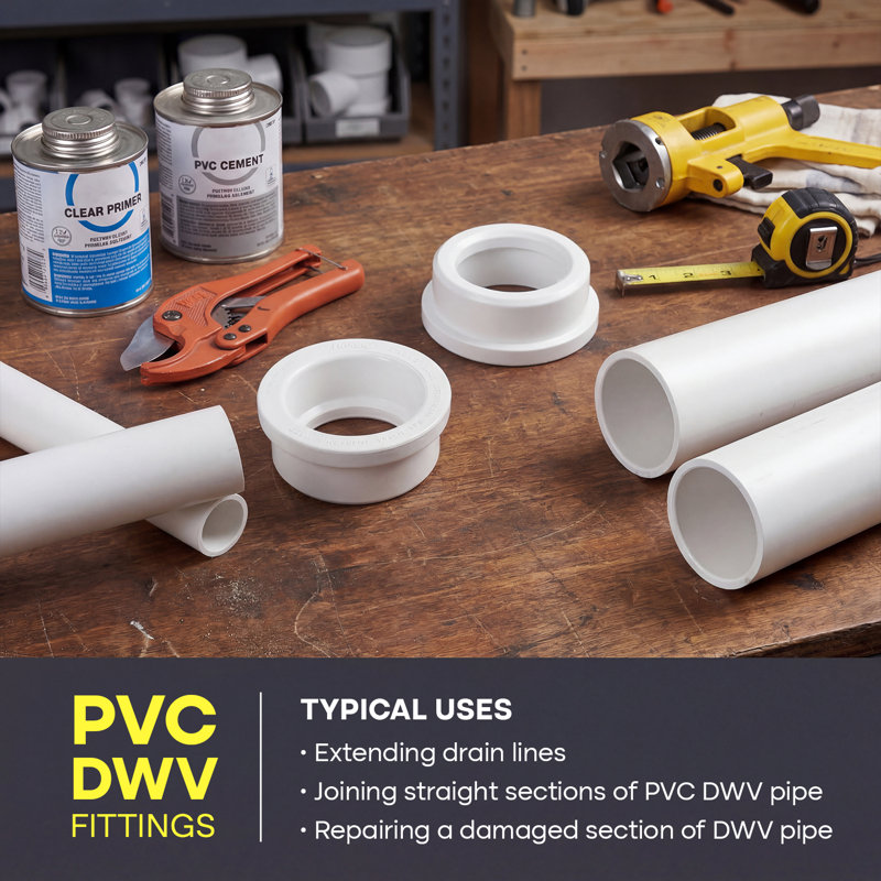 2 po x 1-1 / 2 po en PVC blanc douille encastrée en PVC, raccord réducteur Hub x Spigot pour système de drainage, d'évacuation et d'évacuation (paquet de 50)