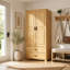 Armoire en bois massif avec 2 tiroirs en vernis naturel-149423772