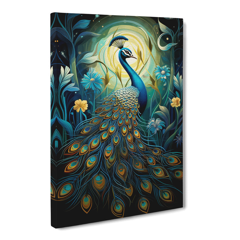 Peacock Deco - Wrapped Canvas, 50cm H x 35cm W x 3cm D