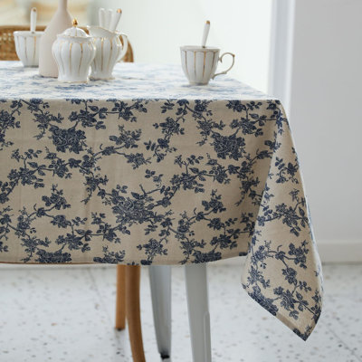 Country Style Rectangular Tablecloth - 60 X 102 Inches Tablecloth - Washable Tablecloth, Dust-Proof And Wrinkle-Resistant, Suitable For Dining In Restaurants, Picnics, Indoor And Outdoor Settings, Floral Pattern (Dark Blue)