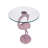 Blanche 25" Coastal Pink Flamingo Accent End Table, Round Clear Glass Top & Glossy Aluminum Base, Whimsical Side Table for Living Room-1415626052