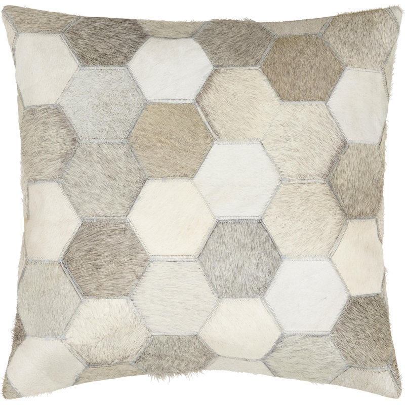 Fayet 18" Rustic Cotton and Leather Pillow Cover