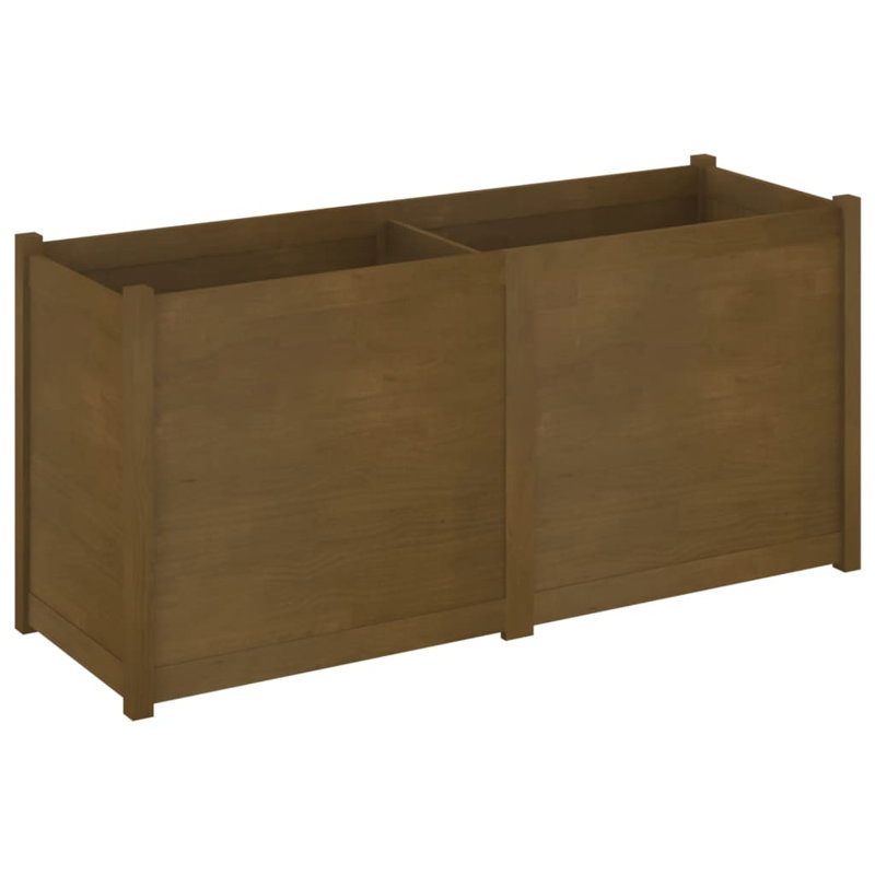 Wood Pot Planter, 27.6" H x 59.1" W x 19.7" D, Honey Brown