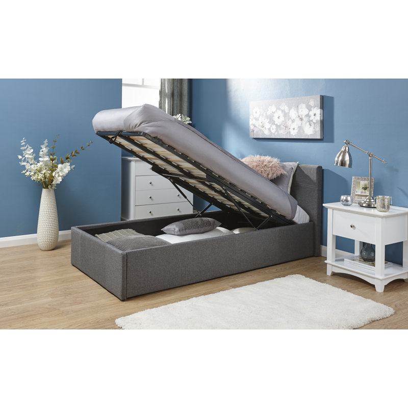 Dajad Upholstered Ottoman Bed, Single (3'), Dark Grey