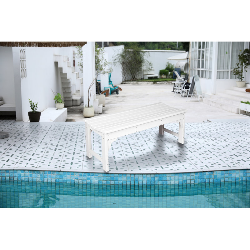 Banc Adirondack en PEHD sans dossier avec texture bois, Blanc