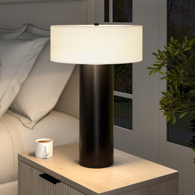 Depue 24" Tall Table Lamp with Fabric Shade in White
