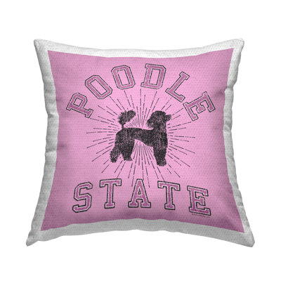 Varsity Style Poodle State Outdoor Printed Pillow by Spirit Animals/Life Is High