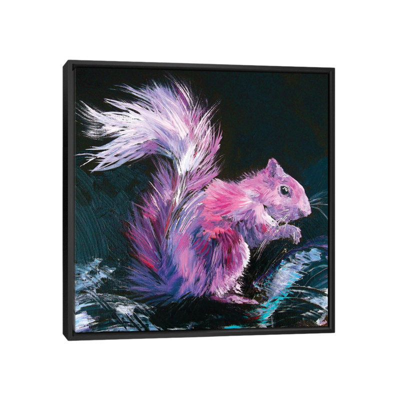 «Pink Squirrel», reproduction sur toile, H 18 po x l 18 po x P 1,5 po, Toile avec cadre flottant noir, Pas de tapis