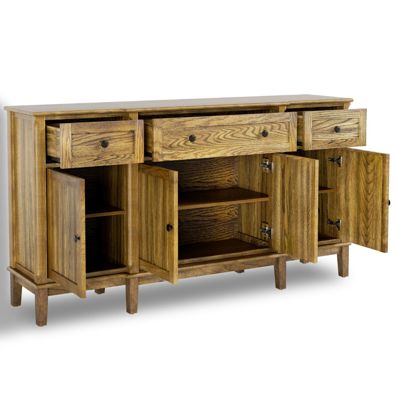 Buffet en bois massif 65 portes 4 portes, Nature