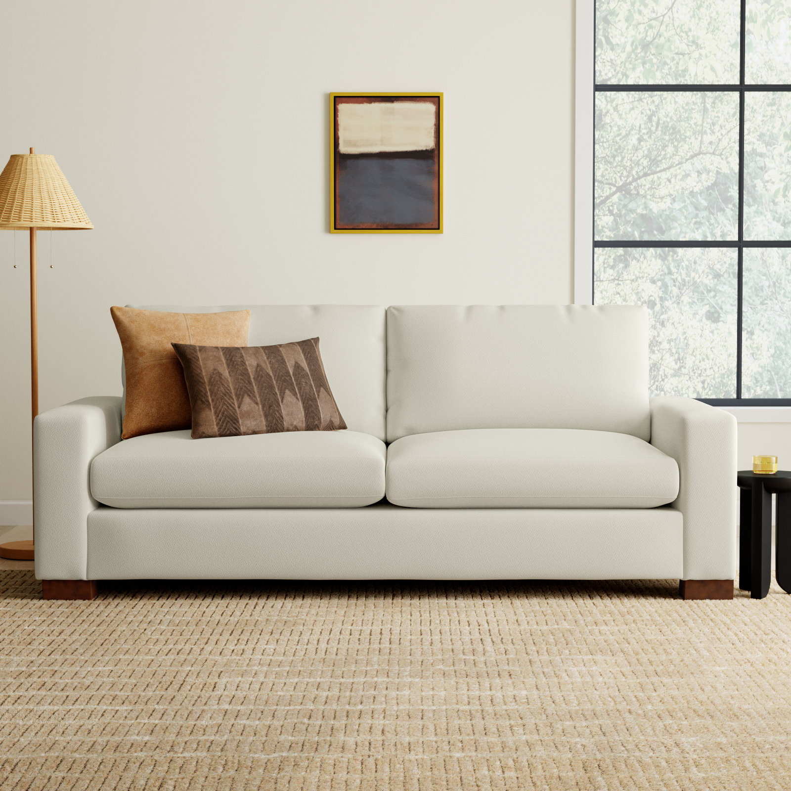 Jonie 91'' Upholstered Sofa, Classic Bleach White Twill