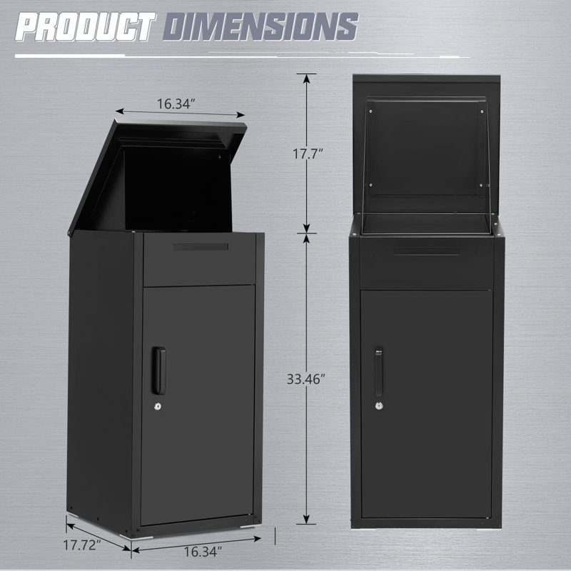 Boîtes de livraison express pour l'extérieur, Noir, H 56 po x l 16,34 po x P 17,72 po