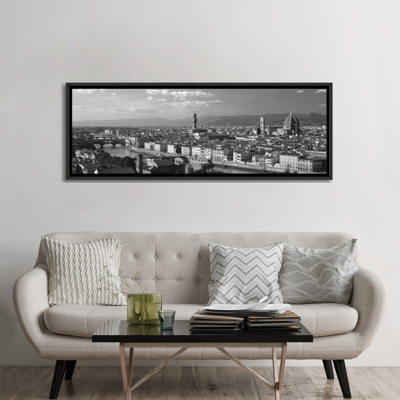 «Florence Italy», reproduction de photo sur toile, H 16 po x l 48 po x P 1,5 po, Toile avec cadre noir