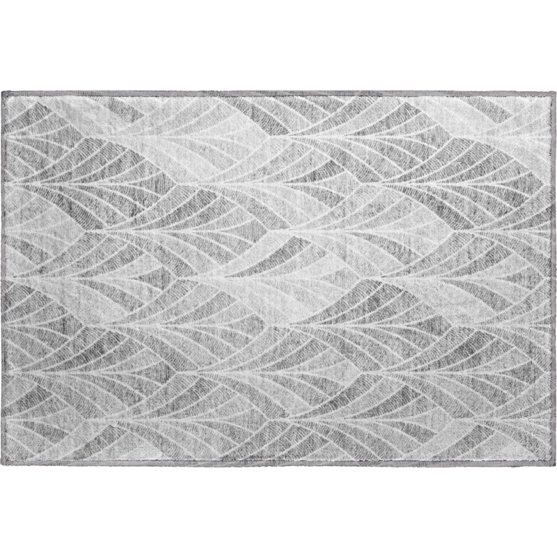 Premium Machine Washable Prisco Gray Rug, Rectangle 1'8" x 2'6"