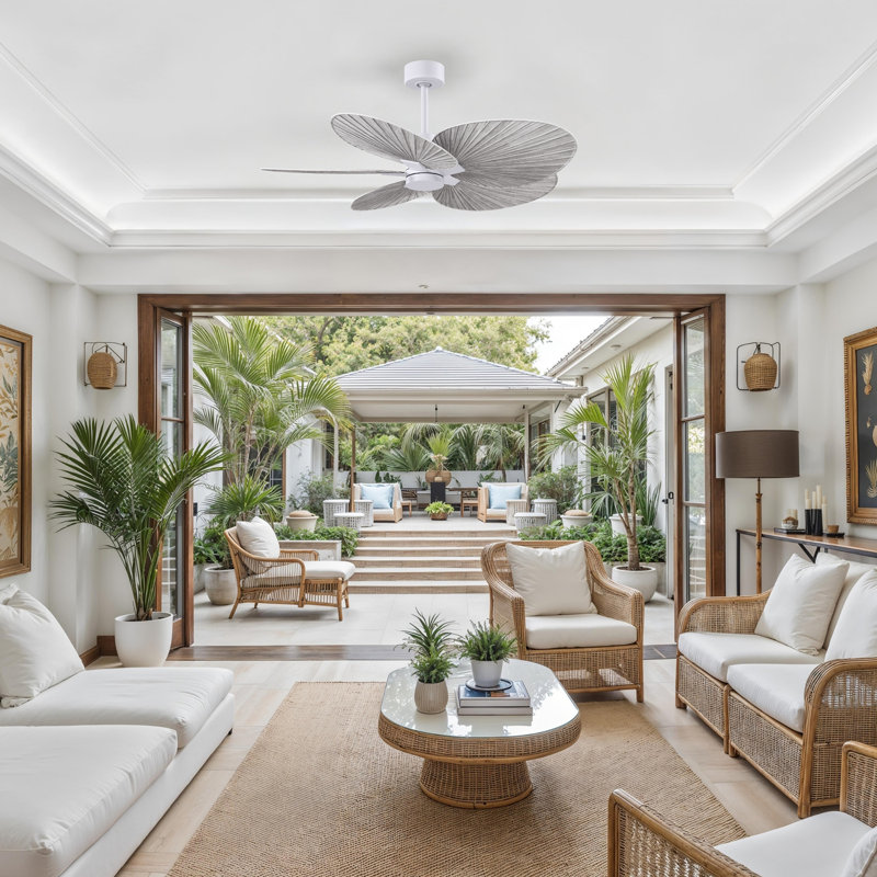 Alessandra - Five Blade Ceiling Fan, Matte White, Barn Wood Tone